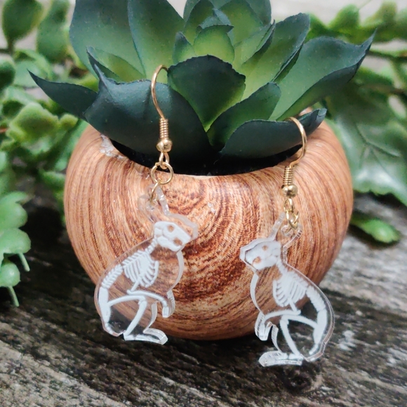 Jewelry - Acrylic bunny rabbit skeleton anatomy earrings
